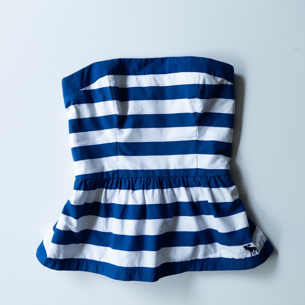 Abercrombie & Fitch Blue and White Striped Top
